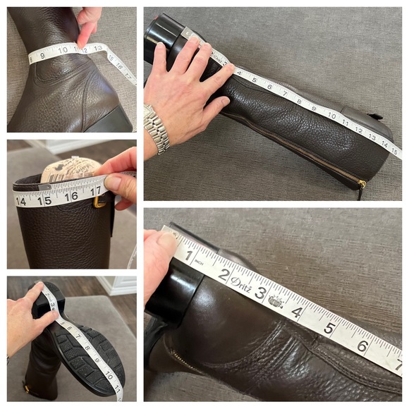 PRADA Vitello Daino Moro Brown Pebbled Leather Riding Boots Zipper Closure - Picture 12 of 16